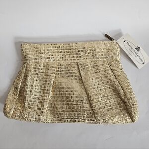 New Muche Et Muchette gold metallic woven clutch NWT